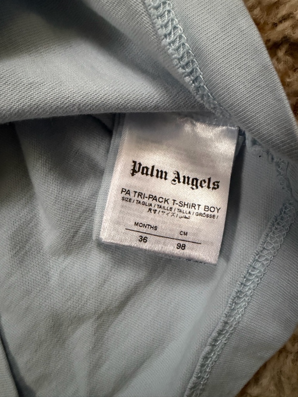 PALM ANGELS BEAR T-SHIRT LIGHT BLUE size 3T - Picture 5 of 7